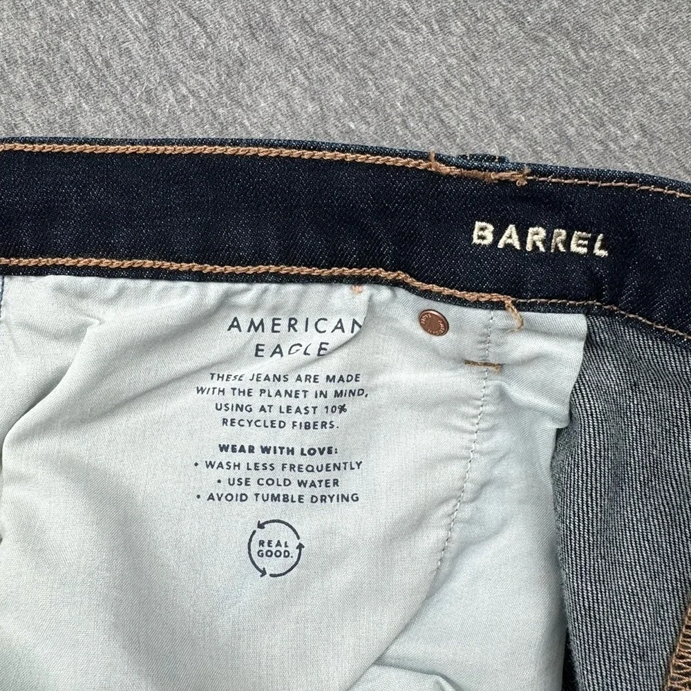 American Eagle‎ Womens Jeans Barrel Sz 18 Fit 40x28 Blue Dark Wash Denim Stretch